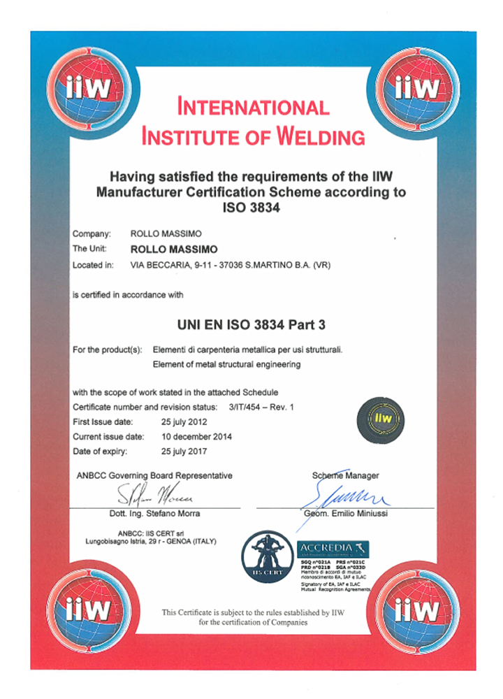 certification uni en iso 3834 xl