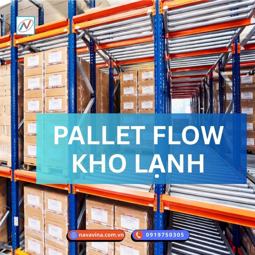 Kệ kho lạnh là gì? Cách chọn đúng theo từng mô hình kho 8 kệ trượt pallet trong kho lạnh