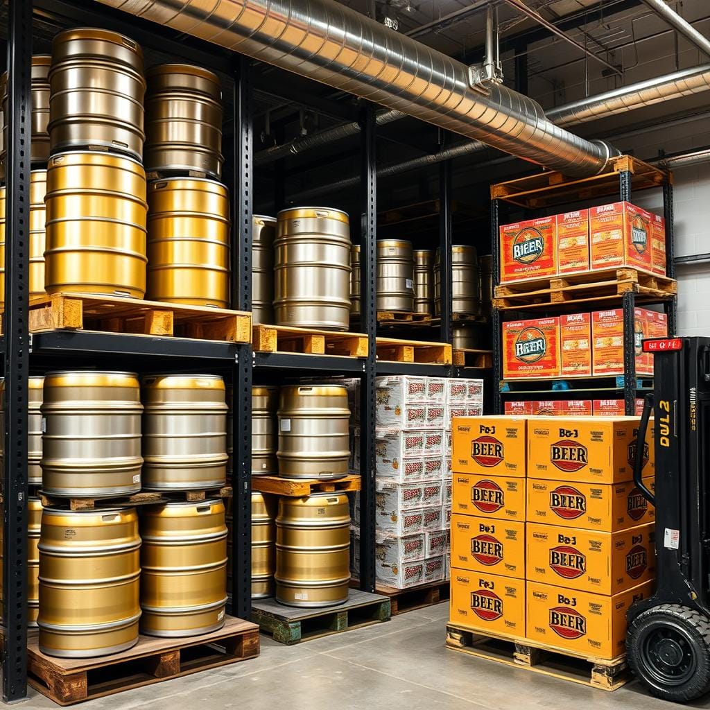 Kệ kho lạnh trong nhà máy bia