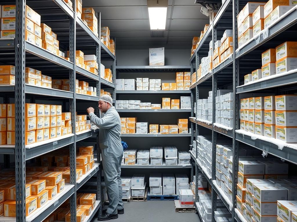 Kệ trung tải trong kho lạnh lưu trữ các sản phẩm nhỏ