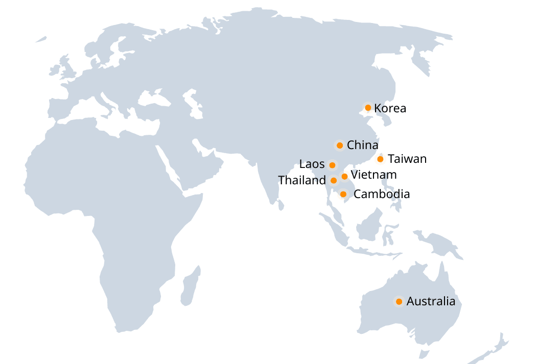 Kệ kho chứa hàng Navavina thương hiệu uy tín số 1 tại Việt Nam 38 Bản đồ thị trường Navavina tại Châu Á và Châu Úc