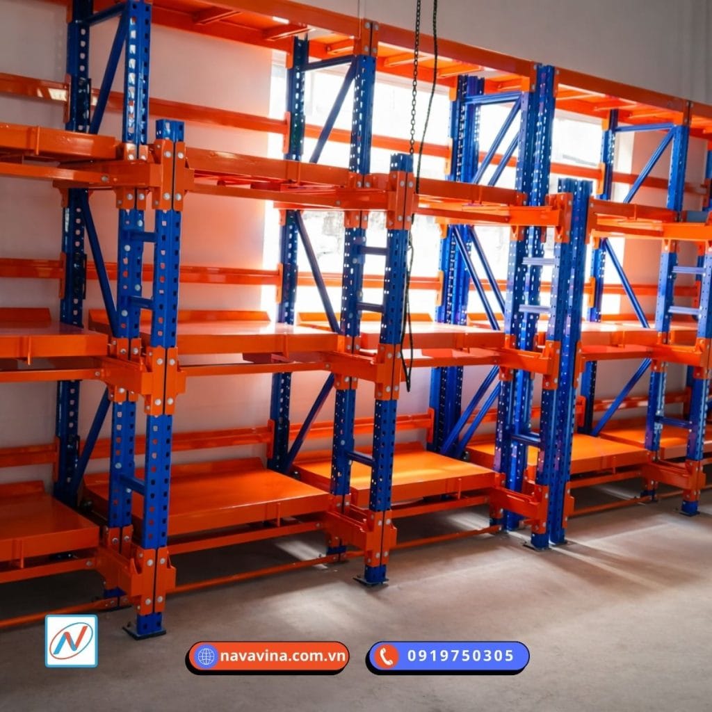giá kệ kho khuôn mẫu trong nhà xưởng do Navavina sản xuất lắp đặt 2