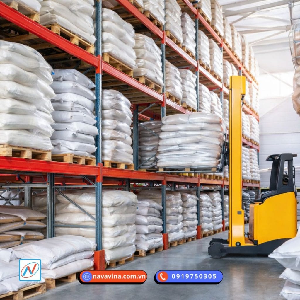 giá kệ kho nguyên liệu dùng bao hoặc túi lớn