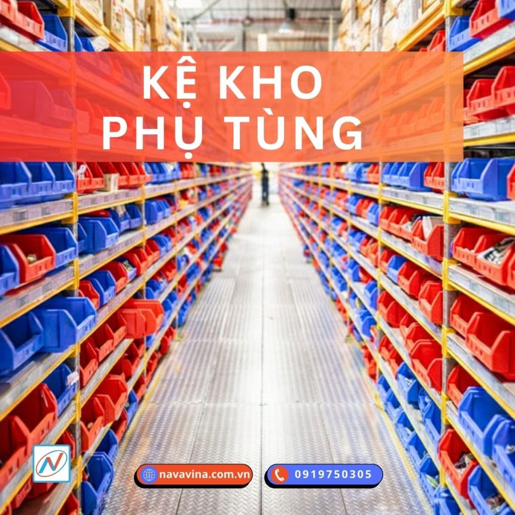 kệ kho phụ tùng trong nhà kho hiện đại