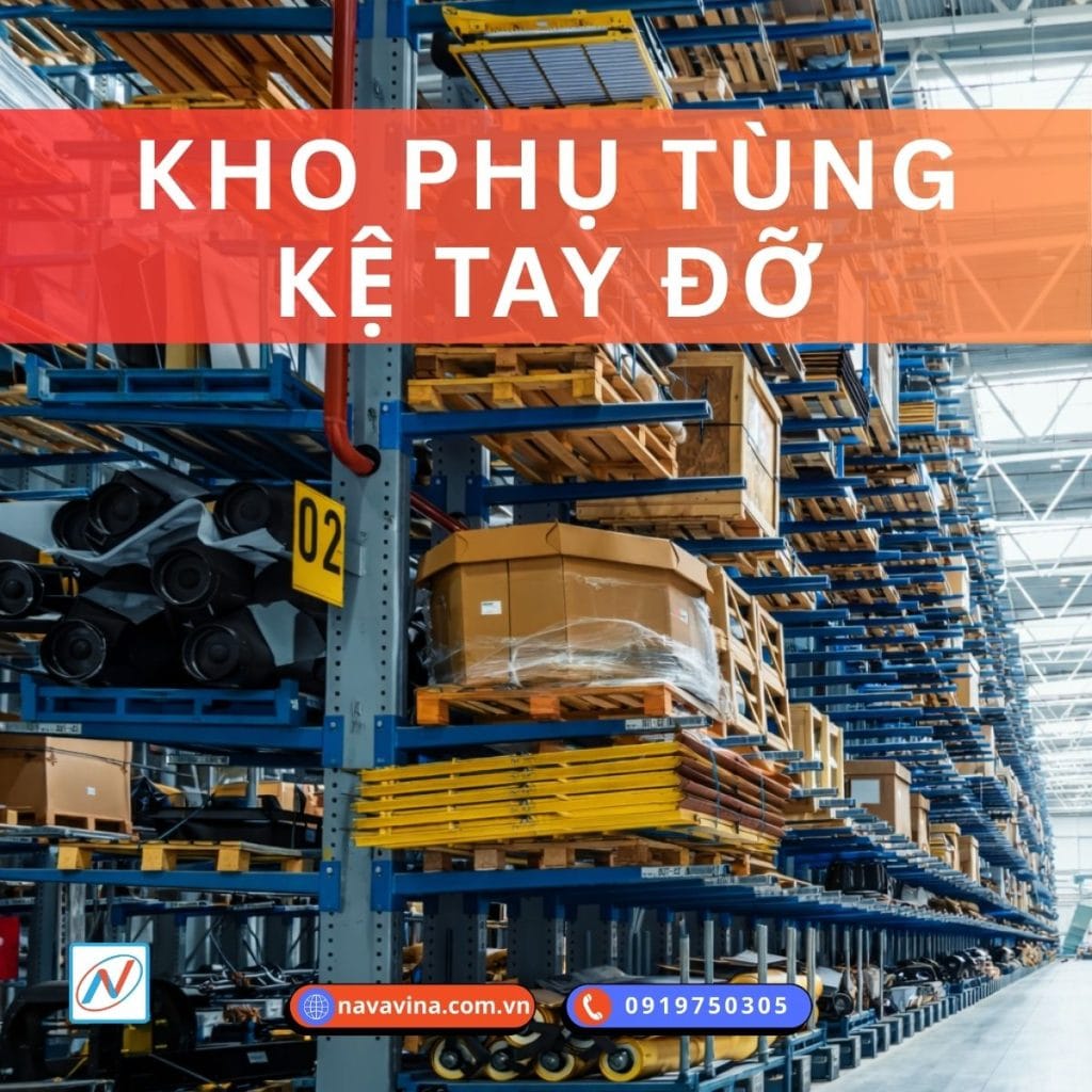 kệ tay đỡ trong kho phụ tùng
