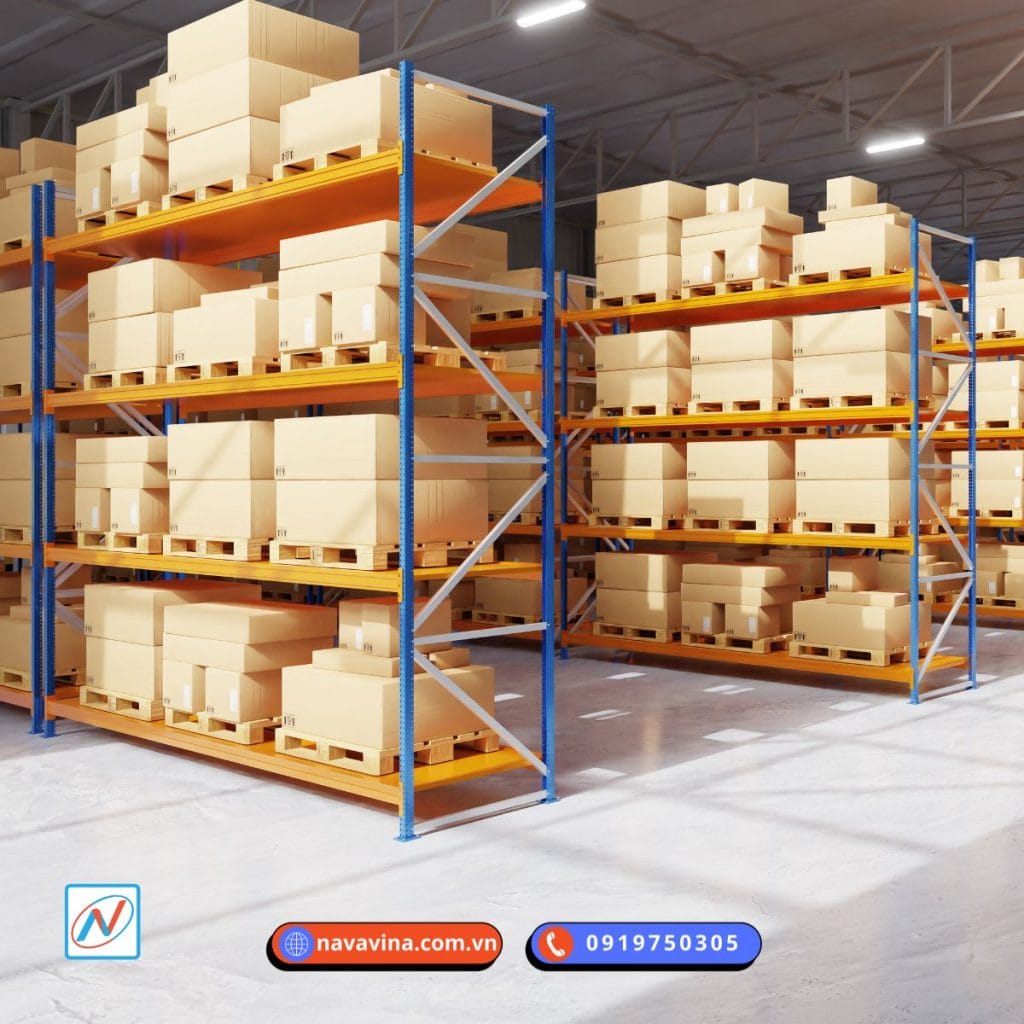 kệ trung tải tại trung tâm phân phối, logistics, bán lẻ do navavina cung cấp