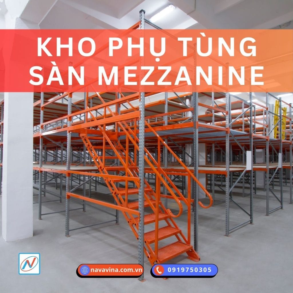 sàn mezzanine trong kho phụ tùng
